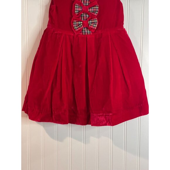 Rachel Riley Girls Red Velvet Dress With Plaid Bow Detail Size 3Y $155 - Picture 5 of 13